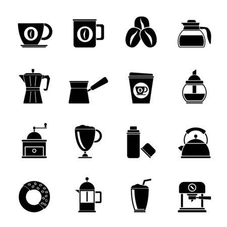 Silhouette Different Types Of Coffee Industry Icons Illustration Silhouette Different Types Of Coffee Industry Icons Illustration