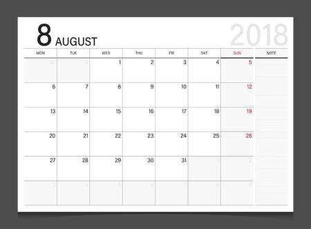 2018 calendar by week
