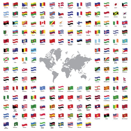 all official country flags and world map royalty free cliparts