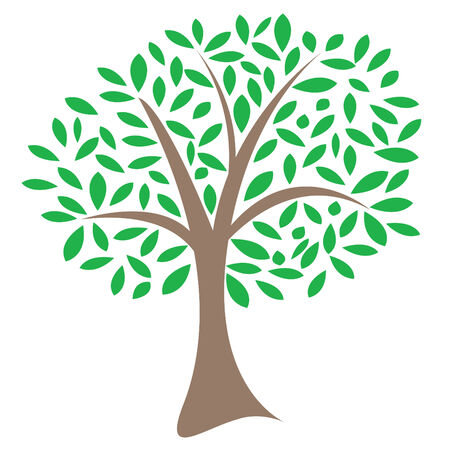 Vector image of a lone tree with leaves in a random pattern