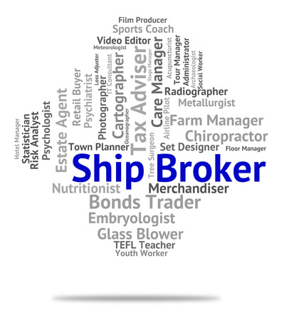 ship broker showing liaison text and representative stock photo shipbroker