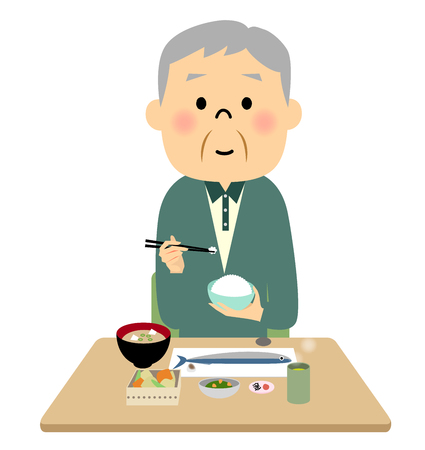 高齢者の食事 のイラスト素材 ベクタ Image