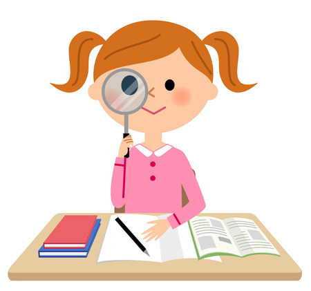 勉強している女の子のイラスト素材 ベクタ Image