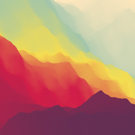 Sunset landscape vector: Núi Cảnh. Địa hình miền núi. Thiết kế Mountain. Vector bóng của núi Backgrounds. Hoàng hôn. Có thể được sử dụng cho Banner, Flyer, Book Cover, Poster, Web Banners.