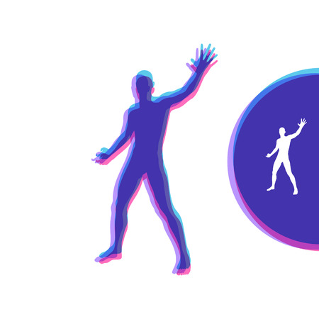 Vector man with hand up to stop human showing stop gesture silhouette of a standing man vector illustration