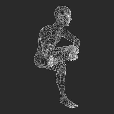 思想家のポーズで男 男の幾何学的なデザインの 3 D モデル 人間の体のワイヤー モデル ビジネス 科学 心理学や哲学のベクトル図です のイラスト素材 ベクタ Image 思想家のポーズで男 男の幾何学的なデザインの 3 D モデル 人間の体のワイヤー モデル ビジネス 科学 心理学や哲学のベクトル図です のイラスト素材 ベクタ Image
