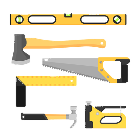 building tools isolated on white background vector illustration hammer saw axe stapler - Home Building Tools building tools isolated on white background vector illustration hammer saw axe stapler - Home Building Tools