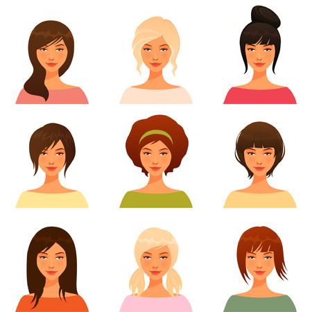 様々 な髪のスタイルを持つ美しい若い女の子の可愛いイラスト のイラスト素材 ベクタ Image 様々 な髪のスタイルを持つ美しい若い女の子の可愛いイラスト のイラスト素材 ベクタ Image