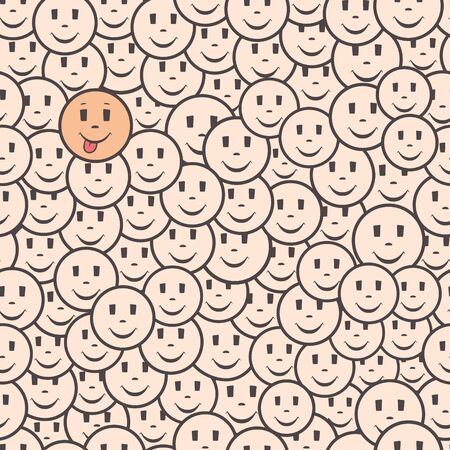 シームレス パターン グラフィックの顔文字 絵文字 顔 笑顔のアイコン ベクター グラフィック テクスチャ背景を分離しました 無限の壁紙のイラスト素材 ベクタ Image