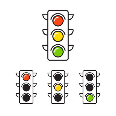 Ampel Symbole In Drei Staaten Rot Gelb Und Grun Vektor