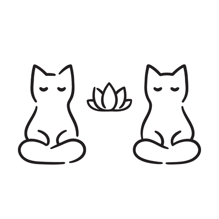 zen cats cartoon drawing cute funny cats meditating in lotus drawing cute