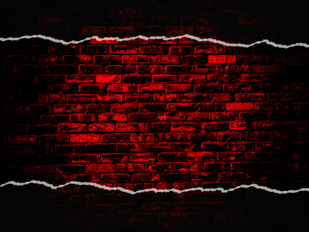 古い黒赤ヴィンテージ レンガの壁のテクスチャ背景暗いビネット の写真素材 画像素材 Image