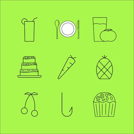 食べ物と飲み物の線形アイコンセット シンプルなアウトラインアイコンのイラスト のイラスト素材 ベクタ Image