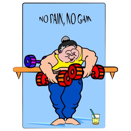 その体記号は簡単に独自のテキストを変更する作業のジムで腕立て伏せをやって大きな 面白い女性のベクトル イラスト のイラスト素材 ベクタ Image その体記号は簡単に独自のテキストを変更する作業のジムで腕立て伏せをやって大きな 面白い女性のベクトル イラスト のイラスト素材 ベクタ Image