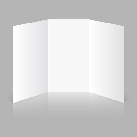 white stationery blank trifold paper brochure on gray background blank trifold