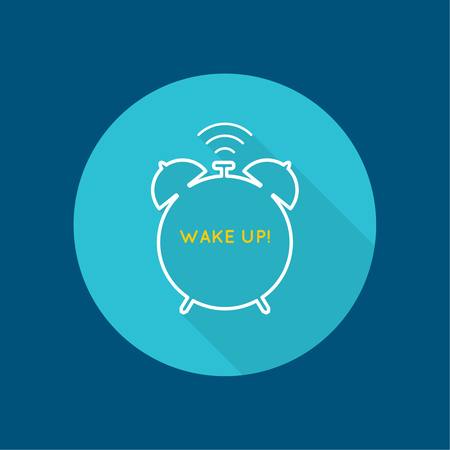 目覚まし時計の背景 早い覚醒の概念 朝の目覚めと期限 長い影を持つベクトルのアイコン フラットなデザインのイラスト素材 ベクタ Image