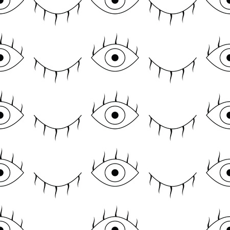 目とのシームレスなパターン 単純なベクトルの目で抽象的なシームレス パターン 目を開くとウィンク抽象的なパターン かわいいおしゃれな背景 壁紙 パターンの塗りつぶし ウェブの背景 表面のテクスチャ 繊維のシームレスなパターン のイラスト素材 ベクタ