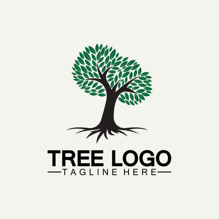 Tree logo icon vector illustration design.vector silhouette of a tree templates of tree logo and roots tree of life design illustration Фото со стока