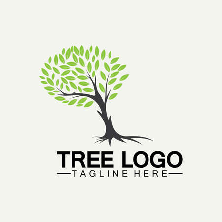 Tree logo icon vector illustration design.vector silhouette of a tree templates of tree logo and roots tree of life design illustration