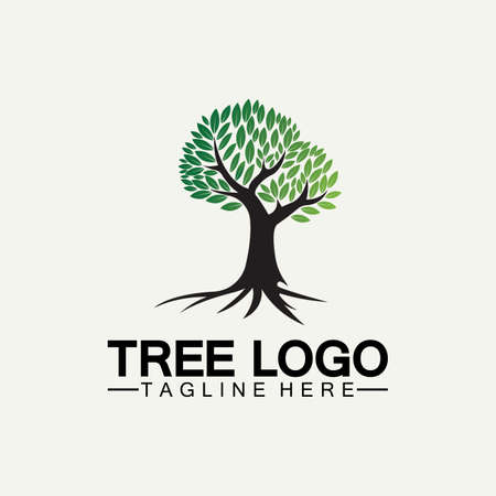 Tree logo icon vector illustration design.vector silhouette of a tree templates of tree logo and roots tree of life design illustration
