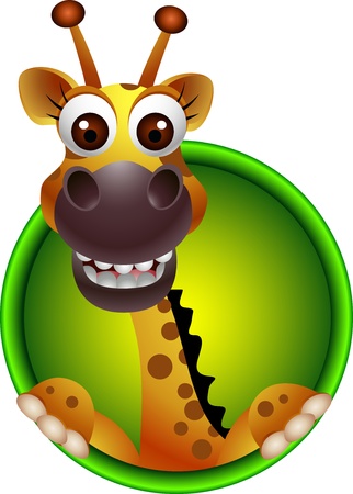 cute giraffe head cartoon Illustration