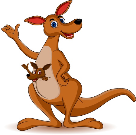 Funny mother kangaroo with it s baby Stock Photo