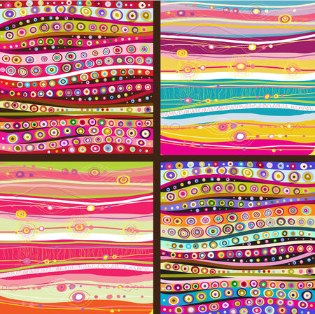 Set of four colourful line background.
