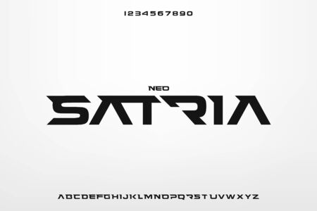 Satria, an abstract technology sporty theme alphabet font. digital space typography vector illustration design Stock Photo Satria, an abstract technology sporty theme alphabet font. digital space typography vector illustration design Stock Photo