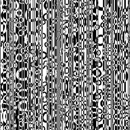 Trendy checkerboard abstract background with black circles, vector seamless checkered pattern with round rush strokes, bubbles simple hand drawn texture