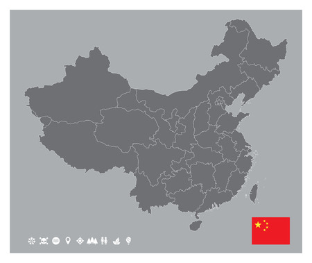 灰色の中国の地図 のイラスト素材 ベクタ Image