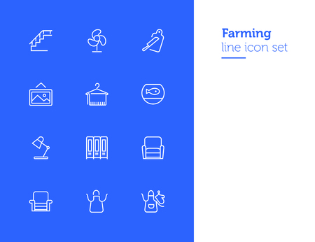 Farming line icon set. set of line icons on white background. nature concept. pig, horse, food, product. nature concept. vector illustration can be used for topics like environment, farm, production