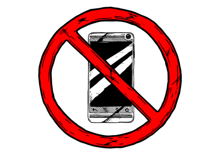 no cell phone sign black and white