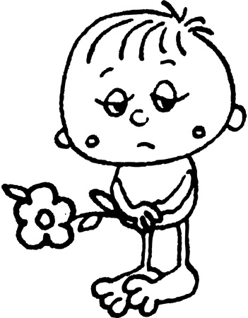 Sad boy with flower