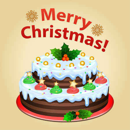 christmas cake on platter with christmas decorations traditional christmas dessert stock vector 48780348 - Christmas Dessert Decorations christmas cake on platter with christmas decorations traditional christmas dessert stock vector 48780348 - Christmas Dessert Decorations