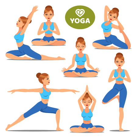 ヨガの異なるポーズでかわいい女の子のベクター イラストです のイラスト素材 ベクタ Image ヨガの異なるポーズでかわいい女の子のベクター イラストです のイラスト素材 ベクタ Image