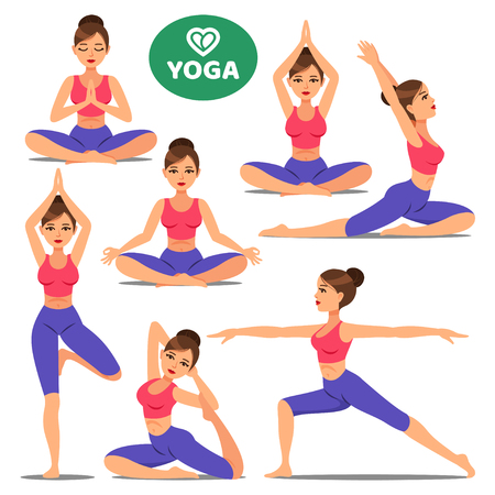 ヨガの異なるポーズでかわいい女の子のベクター イラストです のイラスト素材 ベクタ Image ヨガの異なるポーズでかわいい女の子のベクター イラストです のイラスト素材 ベクタ Image