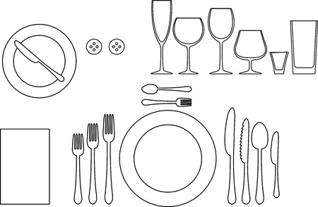 Outline Silhouette Of Tableware Etiquette Proper Table Setting ... Outline Silhouette Of Tableware Etiquette Proper Table Setting ...
