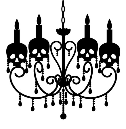 Chandelier With Skulls Isolated On White For Halloween Design Chandelier With Skulls Isolated On White For Halloween Design