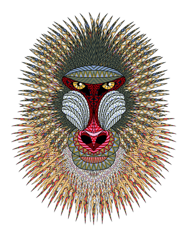 原画】『ルドリー将軍』（マンドリル 猿 絵画 パステル画）