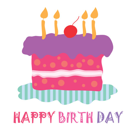 幸せな誕生日ケーキかわいいパステル のイラスト素材 ベクタ Image