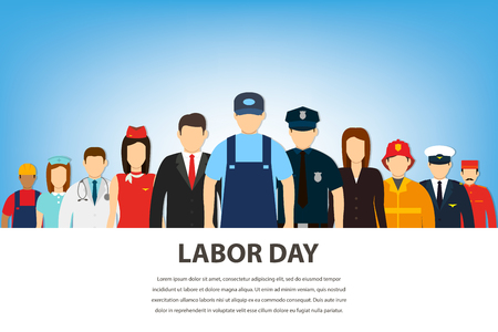 People of different occupations professions set international labor day flat vector illustration Stock Photo