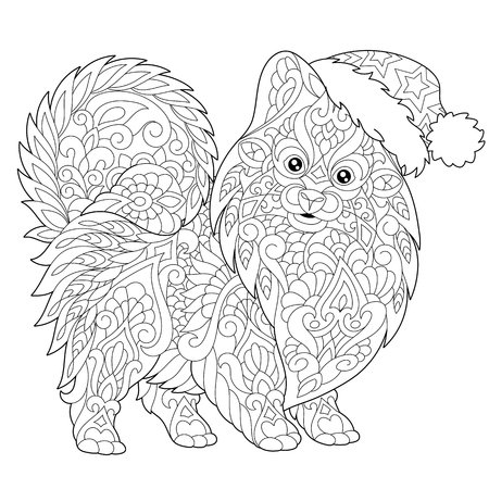 Coloring Page Of Pomeranian Dog Symbol 2018 Chinese New Year Freehand Sketch Drawing