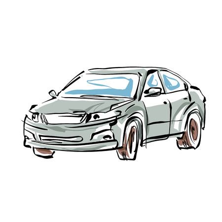 Colored Hand Auf Weissem Hintergrund Illustriert Limousine Gezeichnet Auto Lizenzfrei Nutzbare Vektorgrafiken Clip Arts Illustrationen Image 36021126