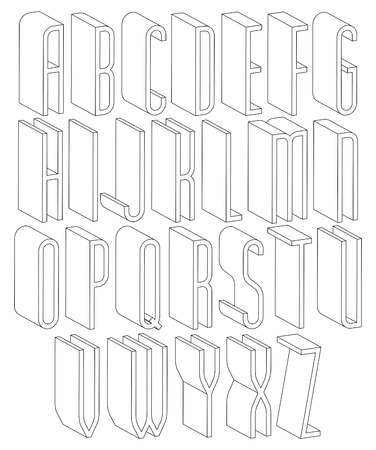 black and white 3d font made with thin lines single color simple