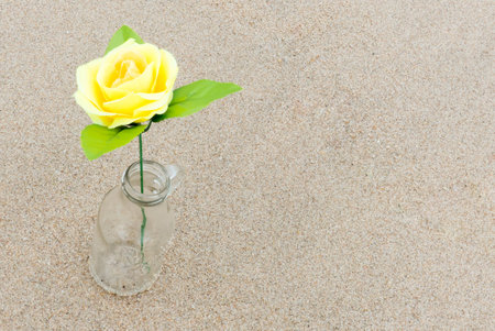 Download Yellow Rose Flower In To The Bottle On A Background Of Beach Stock Photo Picture And Royalty Free Image Image 79497399 Yellowimages Mockups