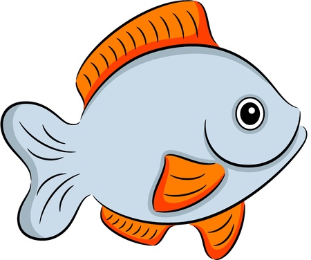 Illustration of a cartoon exotic fish, isolated