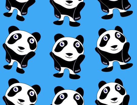 パンダとシームレスなパターンの手描きの背景のイラスト素材 ベクタ Image