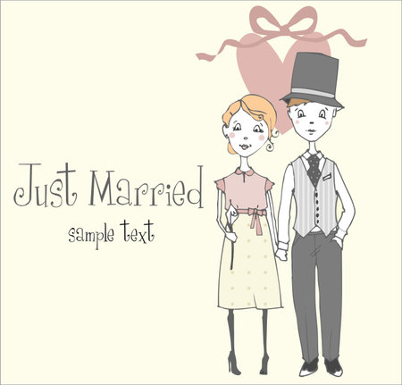 新郎新婦のイラストの結婚式招待状のイラスト素材 ベクタ Image