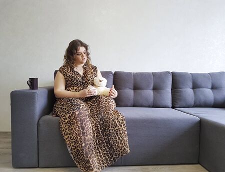 full girl on the couch teddy bear