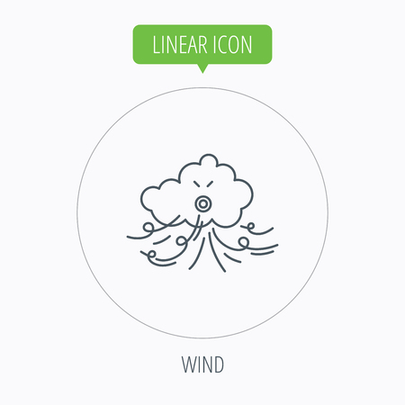 風アイコン 雲嵐サイン です 強い風や嵐のシンボル 線形の概要丸ボタン ベクトルのイラスト素材 ベクタ Image